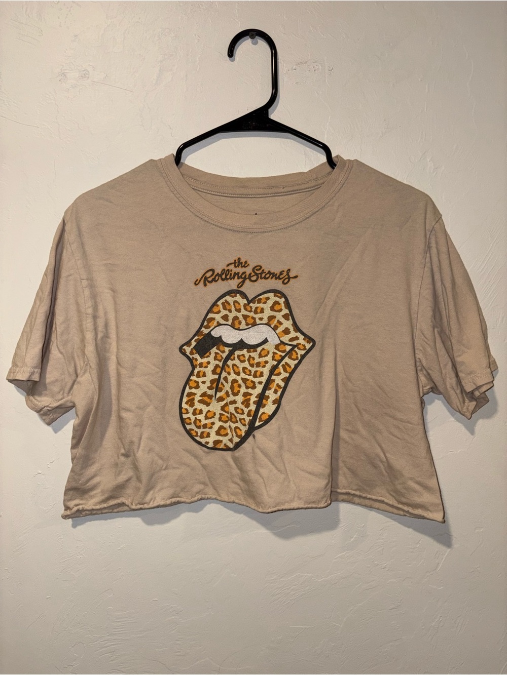 The Rolling Stones Leopard Print Cropped Tee